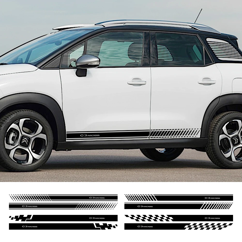 For Citroen C3 Aircross 2018 2022 2023 Car Door Side Stripes Stickers Vinyl PVC Film Decor Decals Auto Body Tuning Accessories