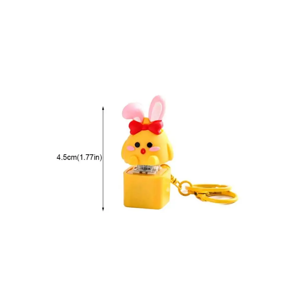 Yellow Chick Wooden Fish Keyboard Keychain Luminous Electronic Mechanical Keyboard Keychain Axle Tester Colorful Light