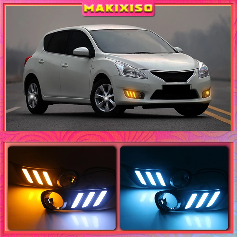 

1 Pair of 12V Car Auto LED Daytime Running Light Lamp DRL Fog Lamp Cover Fits for Nissan Tiida 2011 2012 2013 2014 2015