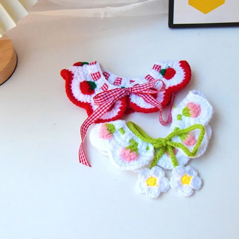 Pet Supplies Autumn Winter Bib Strawberry Pattern Pet Collar Wool Hand-knitted Cat Scarf Decoration Cat Accessories Pet Items - Image 2