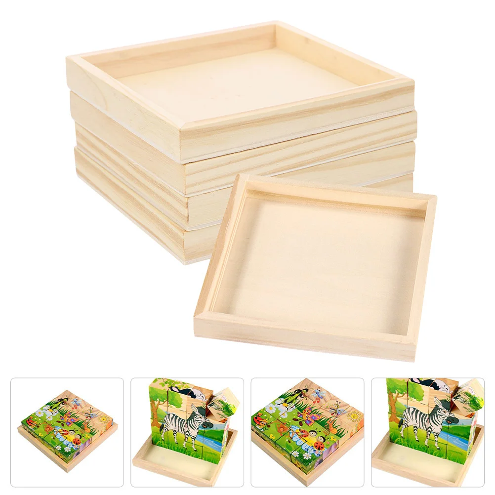 

Wooden Pallet Serving Tray Blocks Puzzle Storage Trays 3d Organizer for Sundries Holder Nested Square Shape Puzzles