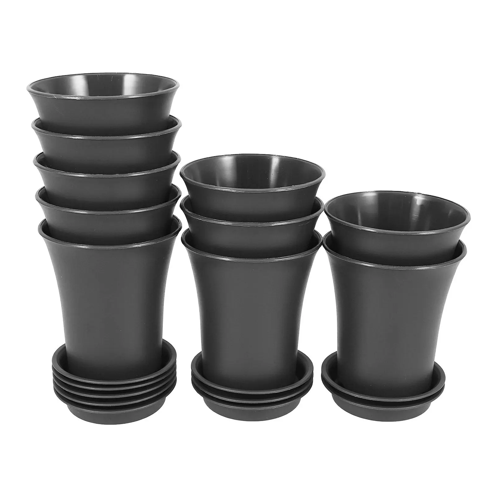 10Pcs Lightweight Mini Flower Pots Plastic with Saucer Drainage Holes for Indoor Outdoor Plants Garden Desk Shelf Decor
