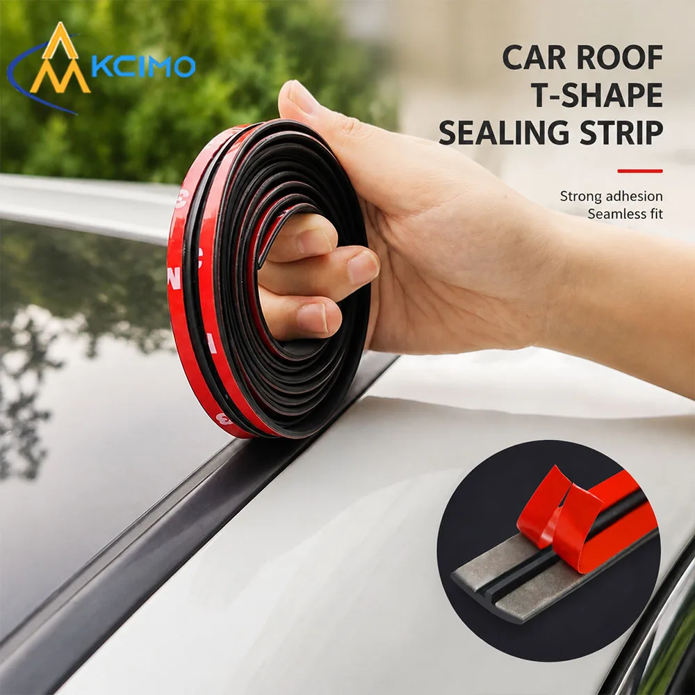 Car Roof T Shape Sealing Strip Self Adhesive Rubber Weatherstrip Waterproof Noise Reduction Auto Roof Seal Trim