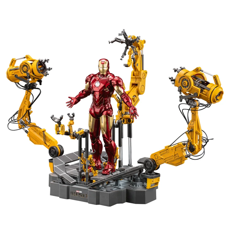 In Stock Marvel Zd Iron Man Mk4 With Suit-up Gantry Original 1/10 Tony Stark Model Action Figure Collectible Toy Birthday Gift