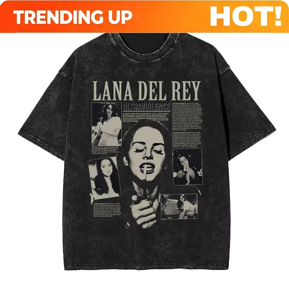 Customization Shirt Lana Del Rey Happiness Is A Butterfly Vintage Washed T-shirt Men Women Hip Hop Oversized T-shirts Men's Fash