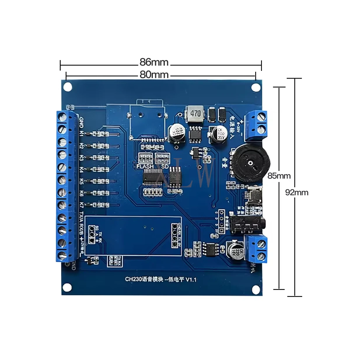 Sound Playback Board,CH230 10W 8MB MP3 Player High/Low Lever/RS232/485 UART I/O Trigger Voice Amplifier Module for Train Station