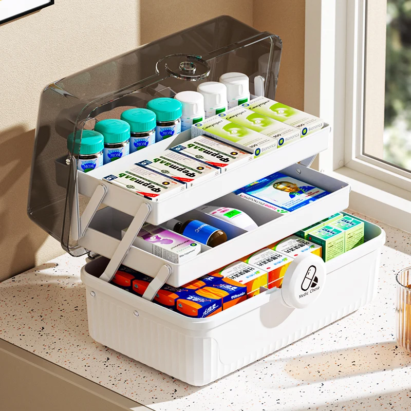 AiQUE Portable Medicine Organizer Pills Storage Box Organizer Medicine Home Plastic Cutter Weekly Portable Drug Large Capacity