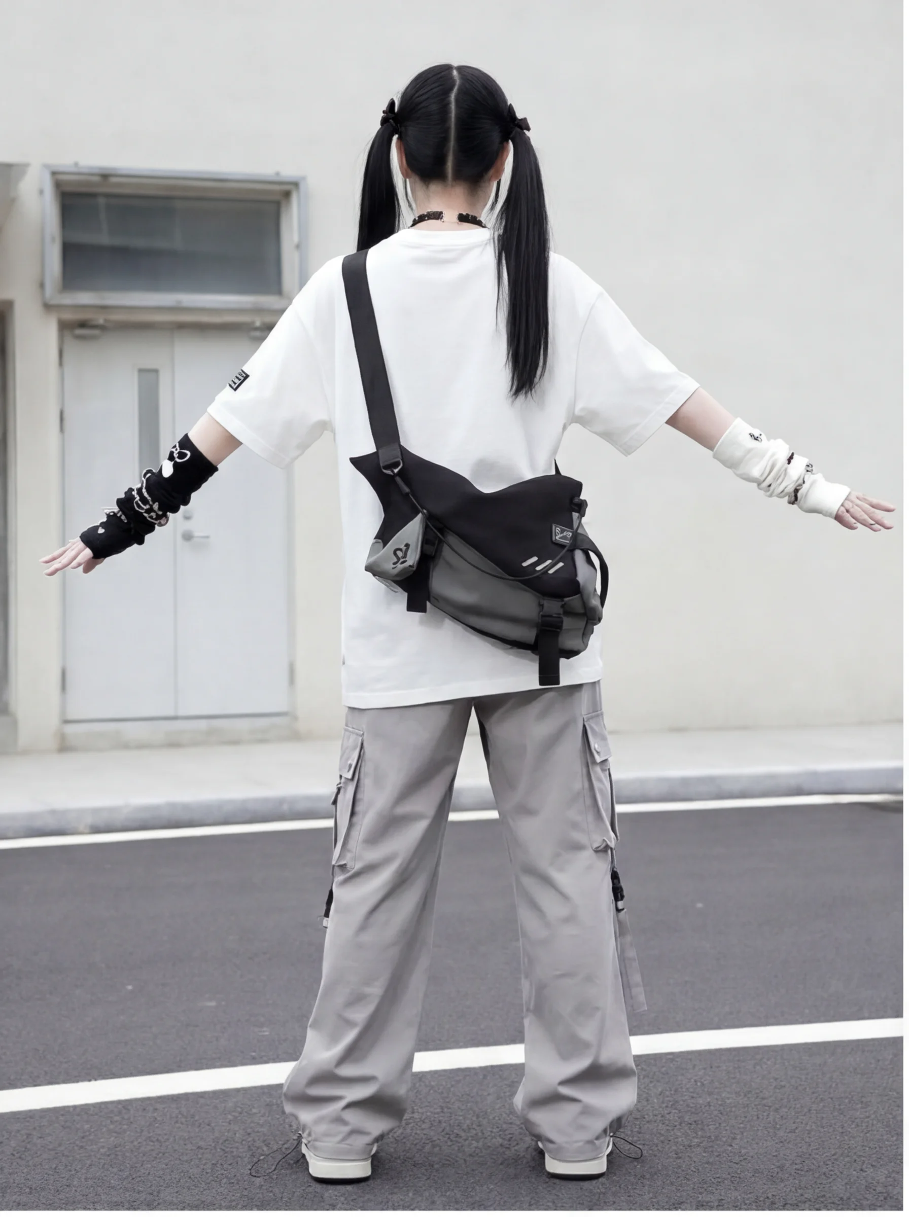 YONAIGA Original Street Cool Wind Machine Large Capacity Color Block Canvas Crossbody Bag Unisex Daily Use Soft Handbag