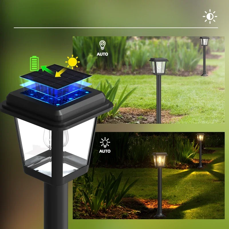 Solar Outdoor Courtyard Lighting Streetlights Garden Villas Lawn Lights Retro Decorative Column Head Wall Lights