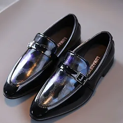 2026 Kids Leather Shoes Boys Pointed Toe Student Performance Shoes Children Black Slip-On Toddler Boy Shoes For Dance CSH1324