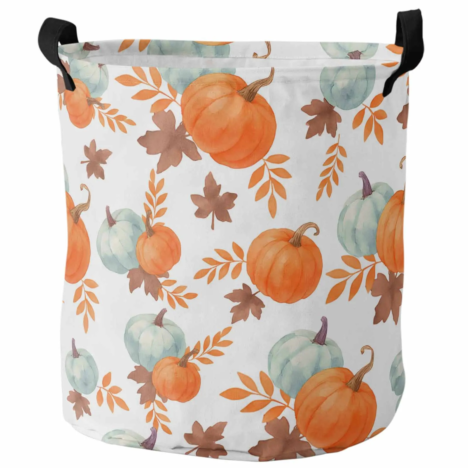 

Vintage Orange Pumpkin Leaves Foldable Dirty Laundry Basket Kid's Toy Organizer Waterproof Storage Baskets