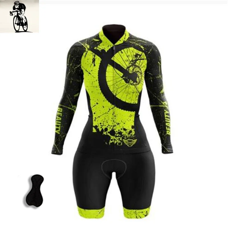 Women's Triathlon Suit Summer Long sleeve shorts Cycling Jersey Skinsuit Maillot Ciclismo Bicycle Jersey Bike Clothes Jumpsuits