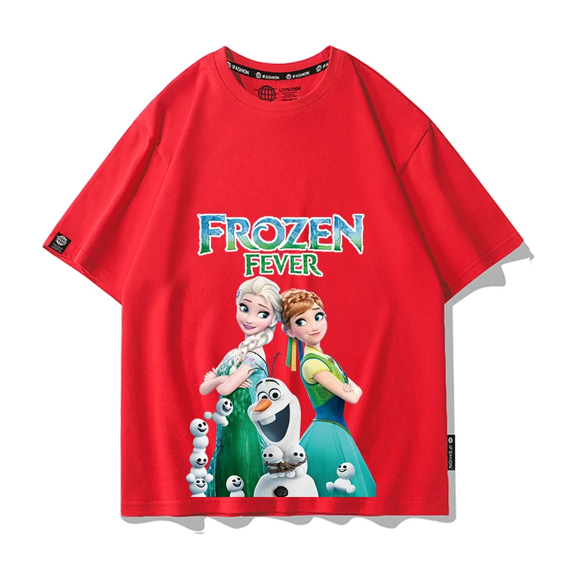 

Disney Frozen Joint Short-sleeved T-shirt for Women's Summer Girls Princess Elsa Casual Clothes Short-sleeved Half-sleeved Top