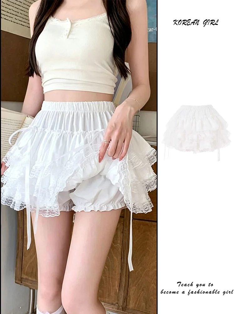 Safety Pants Women's Pumpkin Lace Skirt Underwear Breathable Casual High Waist Polyester Fiber Anti-Light Outdoor Wear