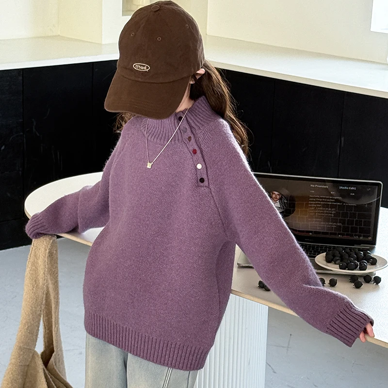 الأطفال سترة 2025 ربيع الخريف جديد الفتيات الكورية بلون كل مباراة موضة محبوك الجولة الرقبة سترة الفتيات الملابس