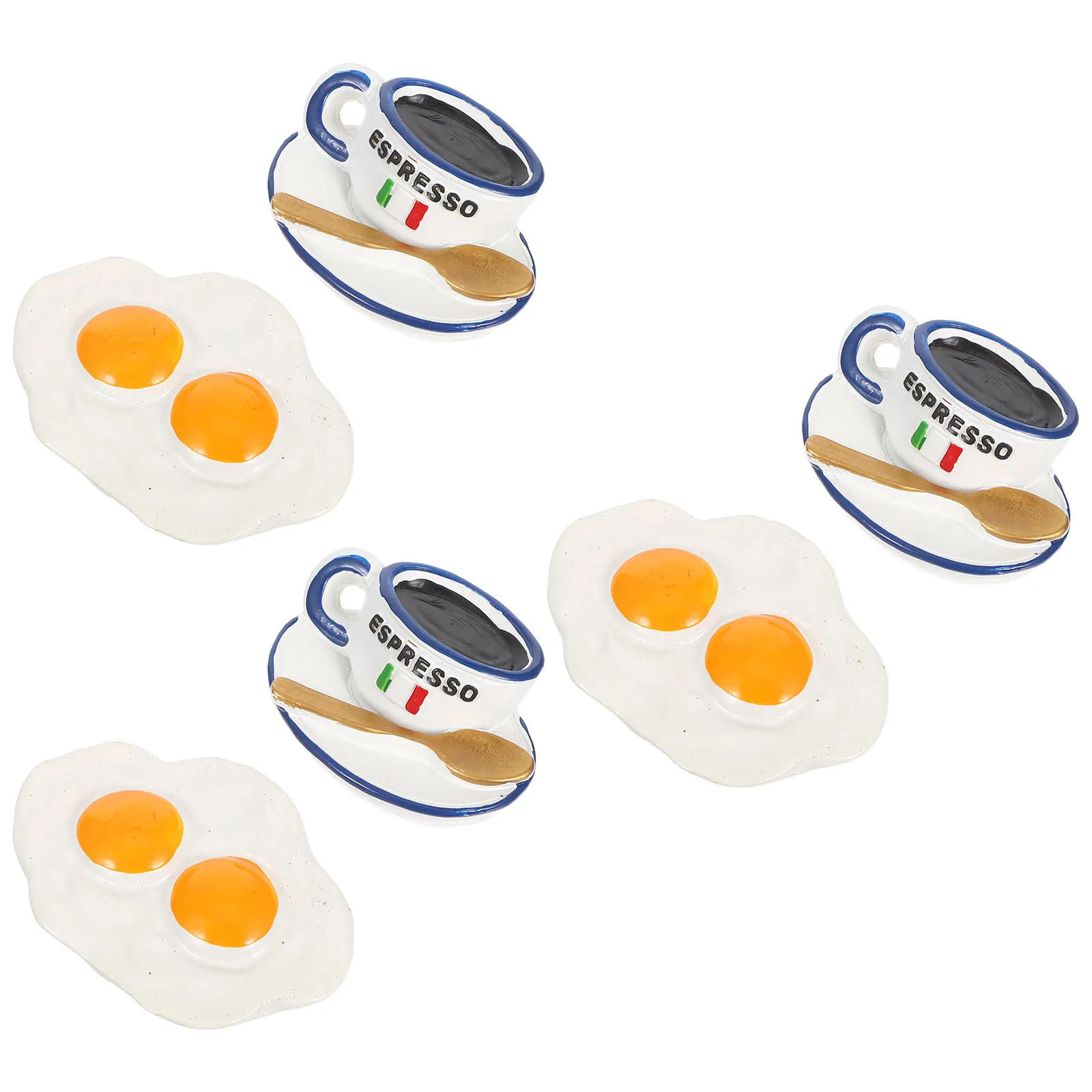 

6pcs Realistic Food Magnets Resin Faux Figurines For Fridge Office Whiteboard Kitchen Decor Fridge Magnets Cute Coffee Egg Shape