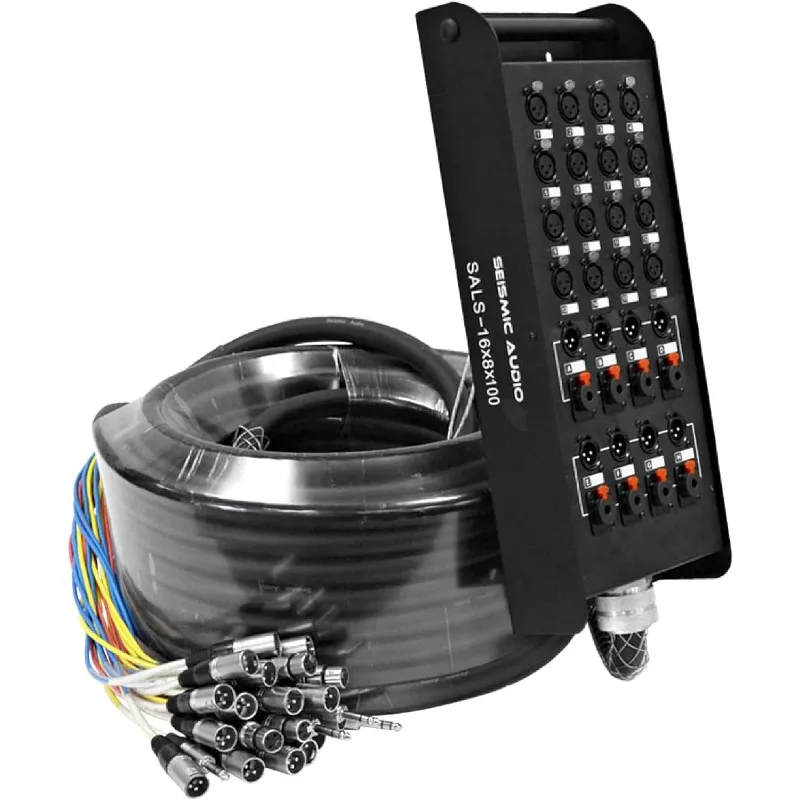 

SALS-16x8x100 - 16 Channel 100' Pro Stage XLR Snake Cable (XLR & 1/4" TRS Returns) for Recording, Stage, Studio