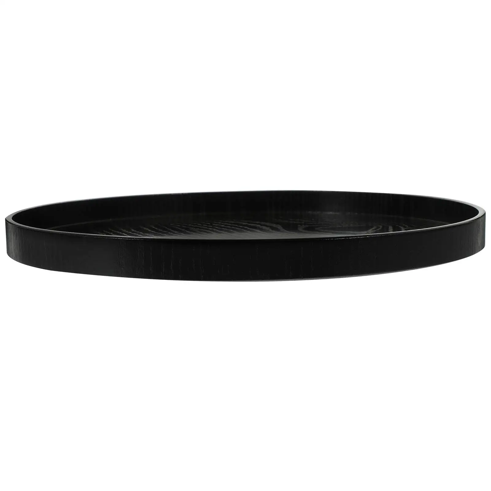

Round Tea Tray Black Wooden Platters 30cm Diameter 2cm High Multi Functional Coffee Table Food Buffet Snack Serving Fruit