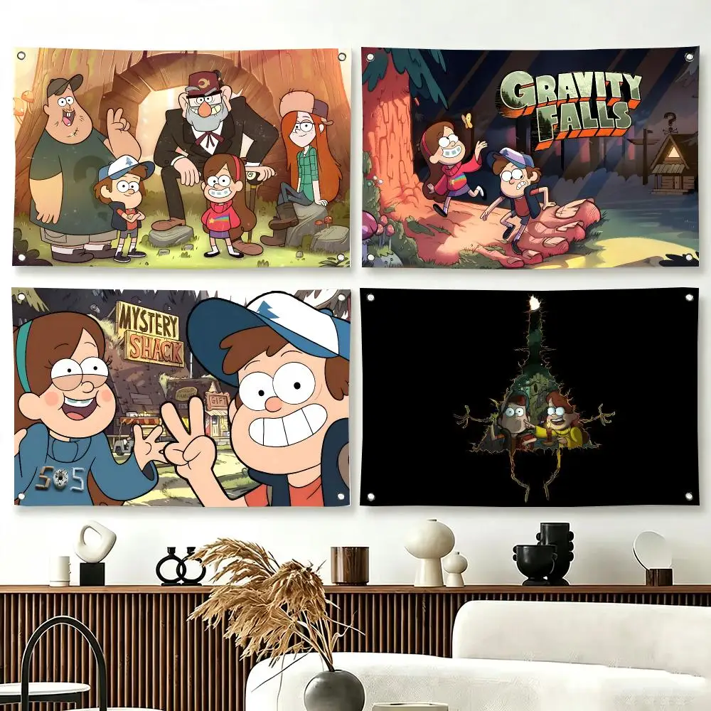 Cartoon Gravity Falls Flags  For Living Room Home Dorm Decor Wall Outdoor Camping Party Banner Gifts