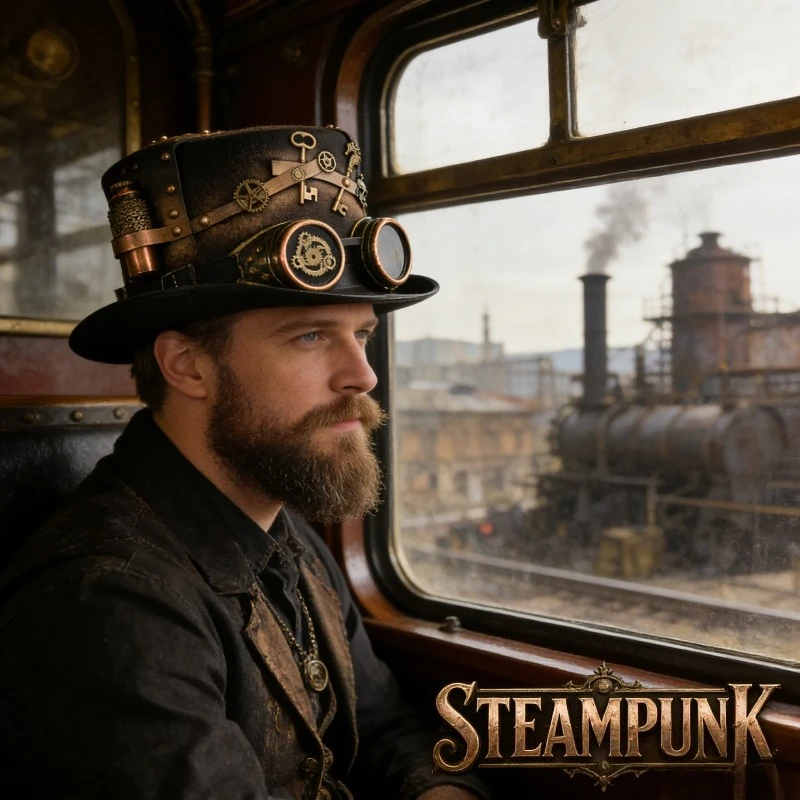 Steampunk Victorian Hat with Goggles Vial Decor for Masquerade Cosplay Party Stage Performance
