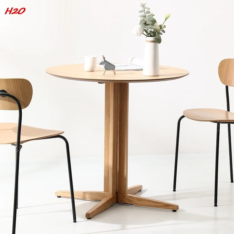 H2O Walnut Round Table Raw Wood Dining Table Fashion Reception Room Reception Cafe Milk Tea Shop Meeting Room Table Hot New