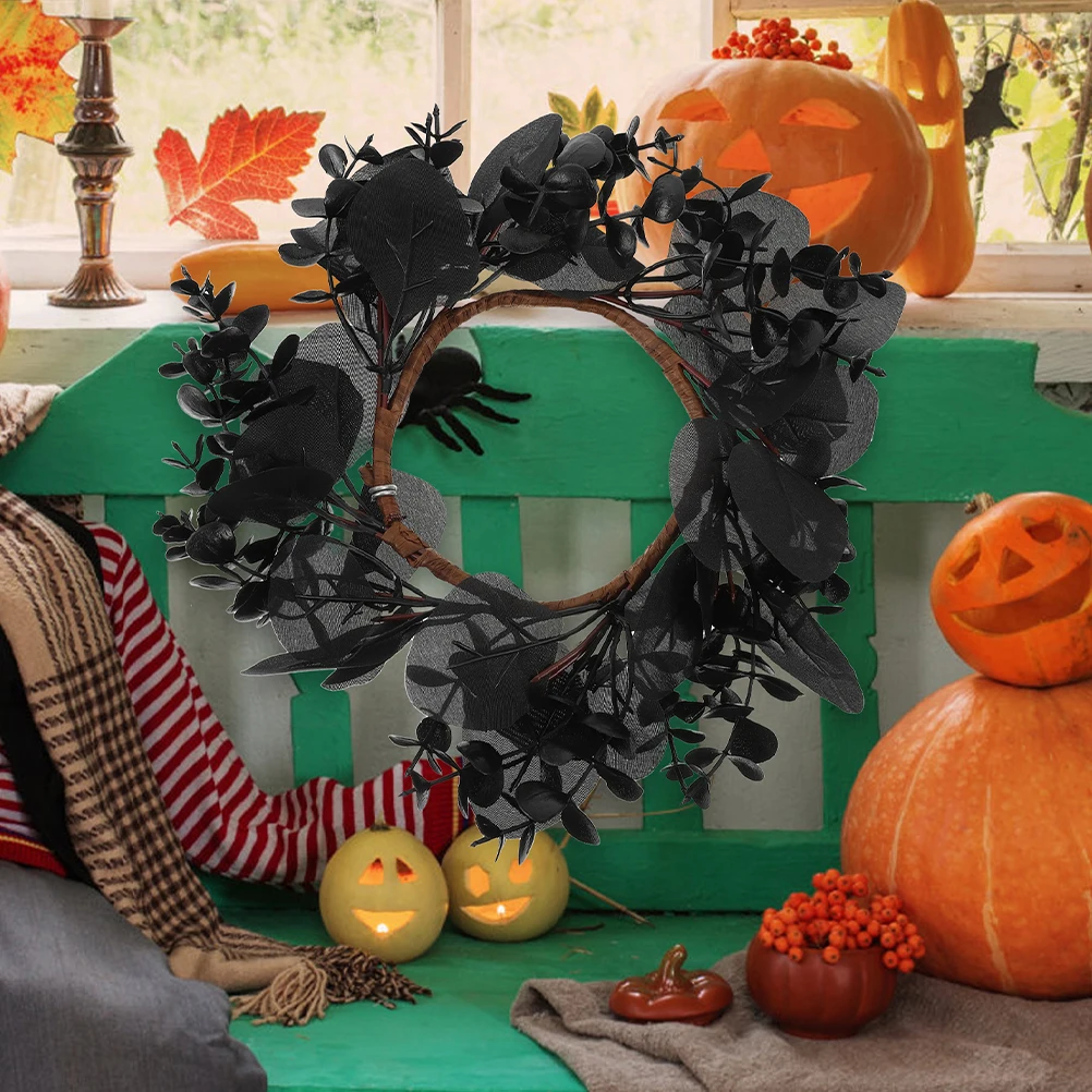 

2pcs Gothic Flower For Front Door Decorative Wall Hanging Wreath Party Supplies Outdoor Halloween Decoration Simulated Wreath