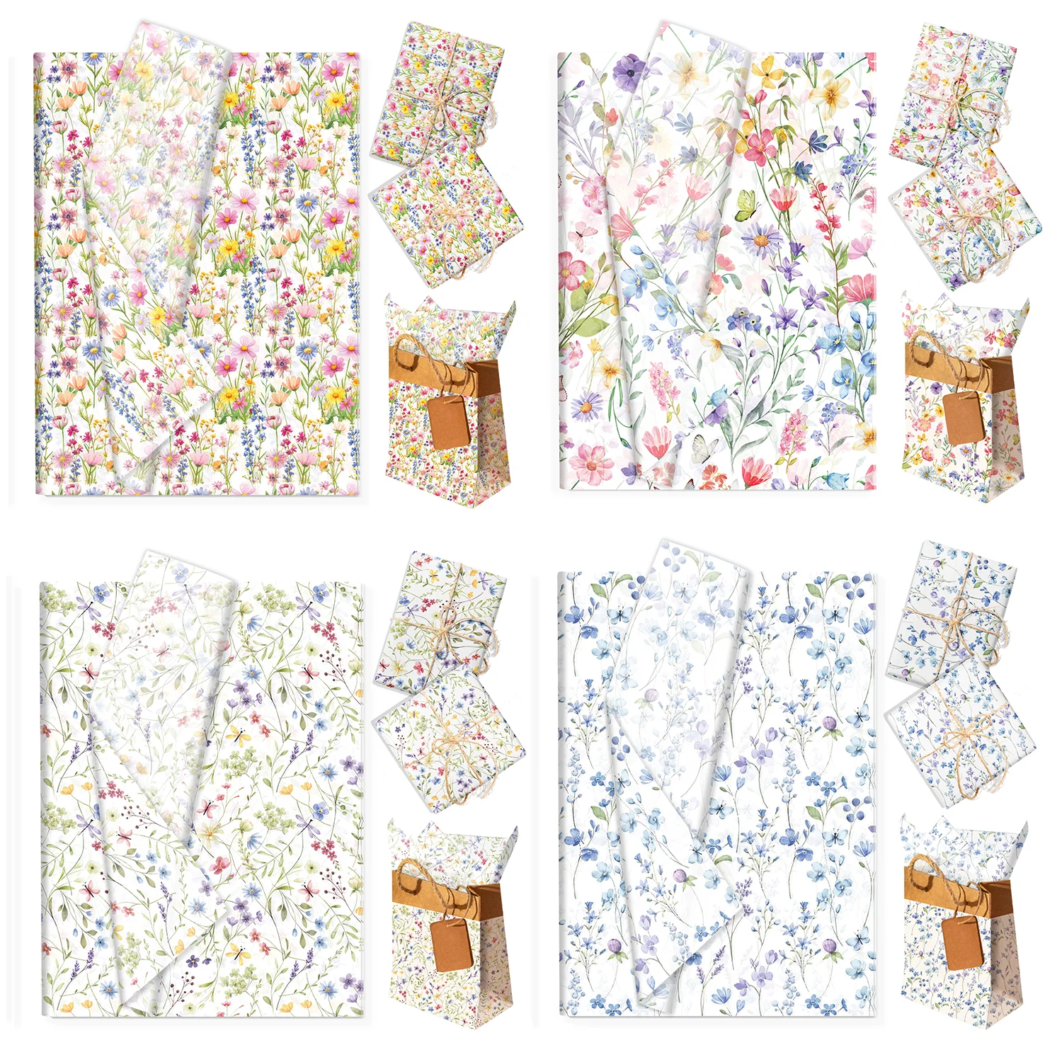 20/50pcs Spring Floral Flower Tissue Paper Floral Snow Pear Paper Gift Wrapping Paper Gift Packing For Birthday Party Supplies