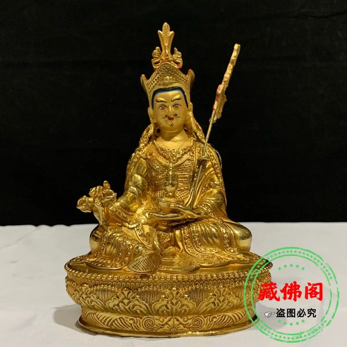 

21 cm Lotus Life Pure Copper Precision Craftsmanship Tibetan Gilded Buddha Statue Lotus Life Master Center Console Home Decorati