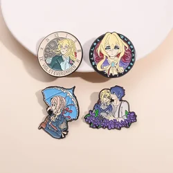 Anime Violet Evergardens Figure Brooch Badges Cosplay Accessories Enamel Pins for Backpack Fans Collection Gifts