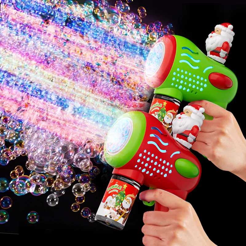 Cartoon Cute Christmas Bubble Machine Toy Creative Handheld Children's Bubble Gun Toy Automatic Bubble Blowing With Lights Gifts