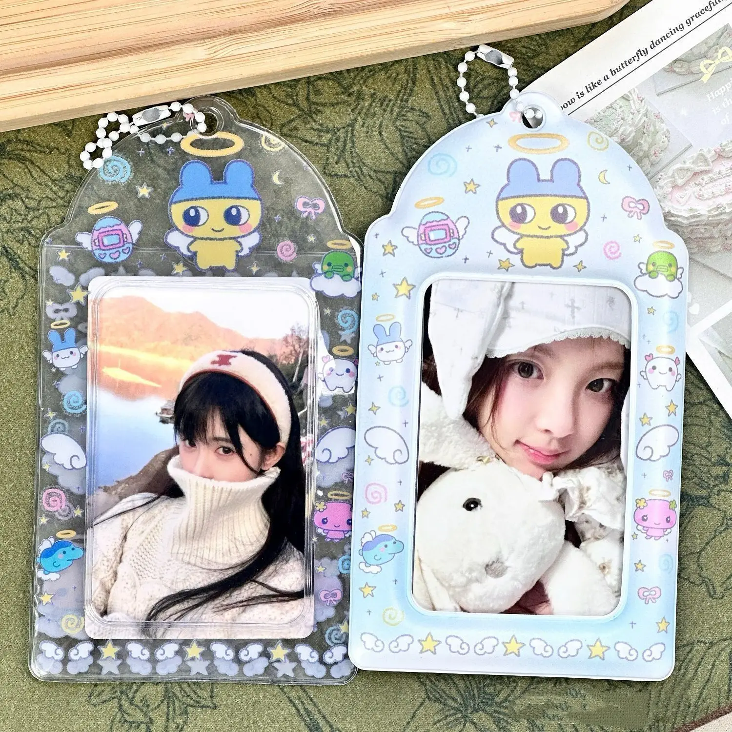 Tamagotchi PVC card holder idol photo card Polaroid cute card case campus card 3-inch anti-loss storage bag ins