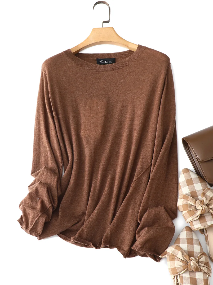 100% Cashmere Sweater Women Casual Style Solid 3 Colors O Neck Sweatshirt Loose Long Sleeves Pullover New Fashion