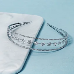 Fashion Crystal Triple Layers Flower Princess Hair Bands Birthday Party Valentine's Day Headpieces Bridesmaid Gifts