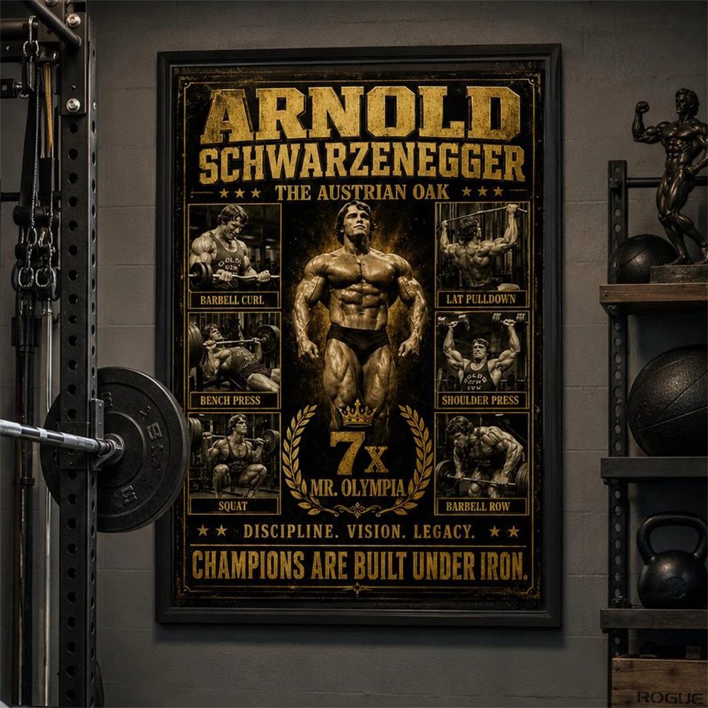Arnold Schwarzenegger Bodybuilding Poster Vintage Motivational Collage Print Motivational 