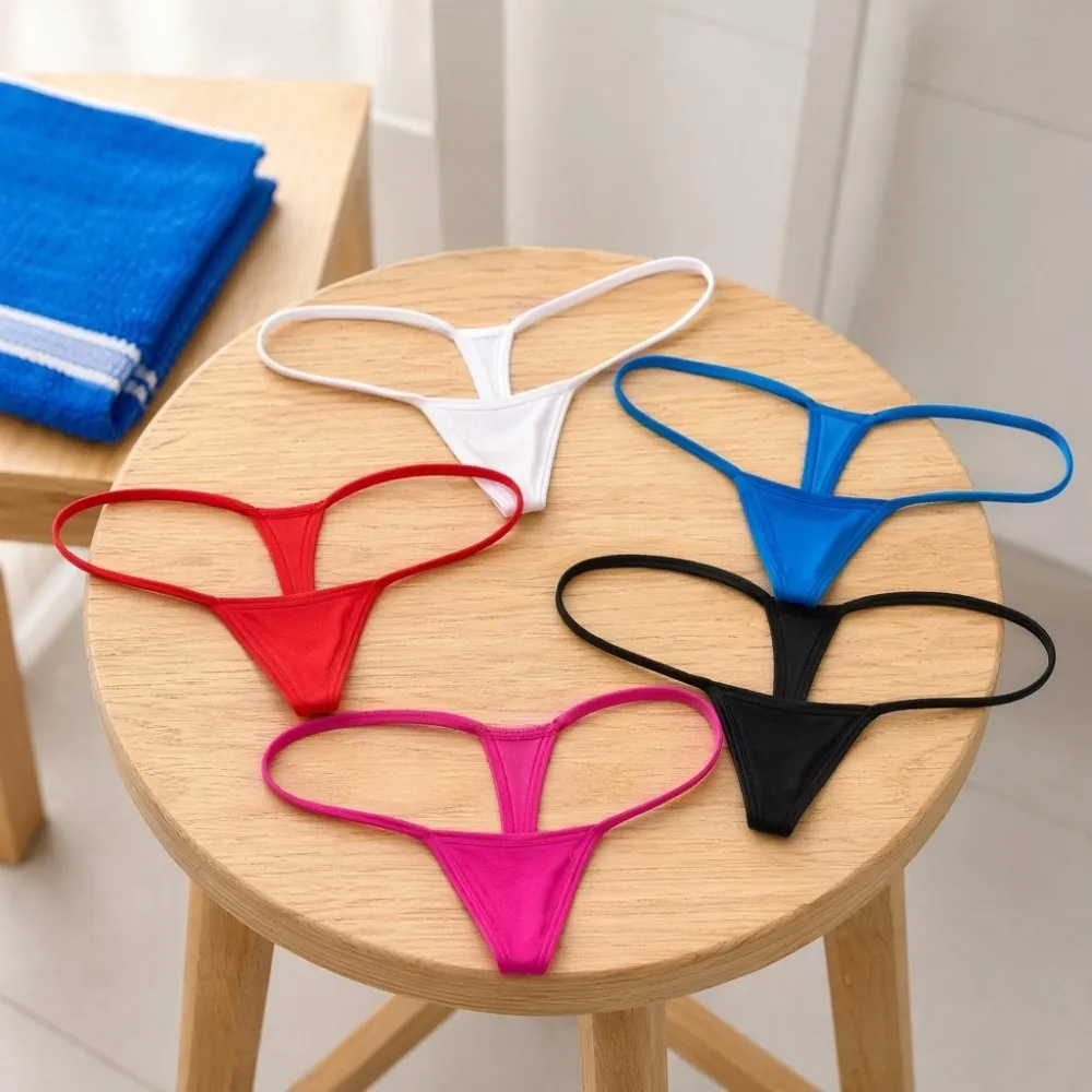 Lingerie Seamless Women Thongs Low Waist Underwear T-back Briefs Summer Solid Color T Panties Everyday Wear