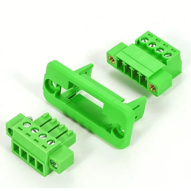 

10Sets 2EDGWC-3.81MM Through-Wall Terminal Block Fixed Plug Socket Bracket Three-Piece Set for Electrical Wiring