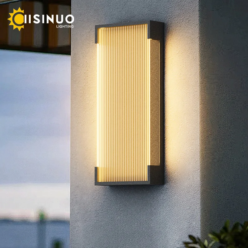 

IISINUO Solar Wall Light Stainless Steel Waterproof Outdoor Garden Lighting Auto On/Off Black for Balcony Patio Villa Gate Decor