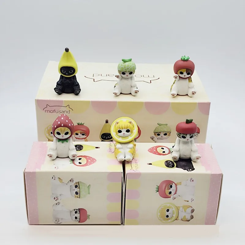 

Серия игрушек Mofusand Shark Cat Blind Box, милые настольные украшения с фруктовым котом, фигурки, детские подарки на Рождество и день рождения