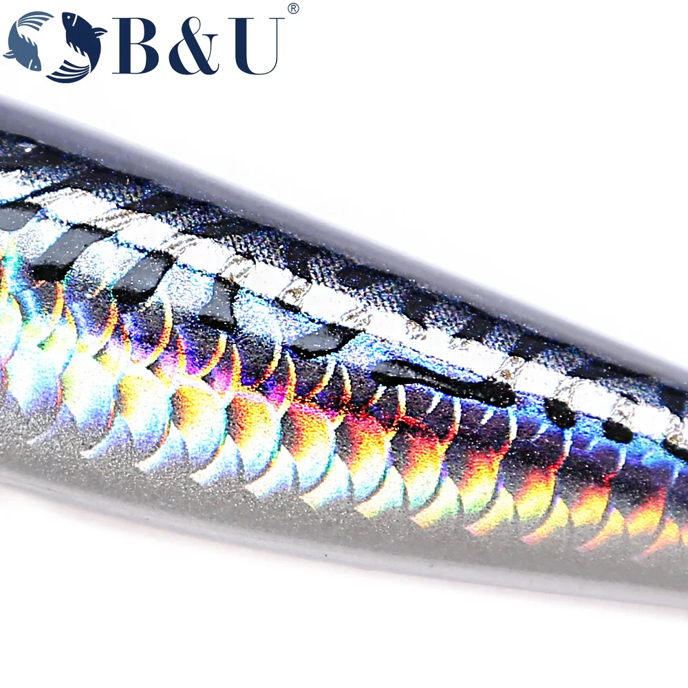 B&U 3D Printing 95mm 13.2g Floating Wobbler Slatwater Fishing Lures Minnow Crank Wobbler Fishing Tackle Hooks Hard Bait