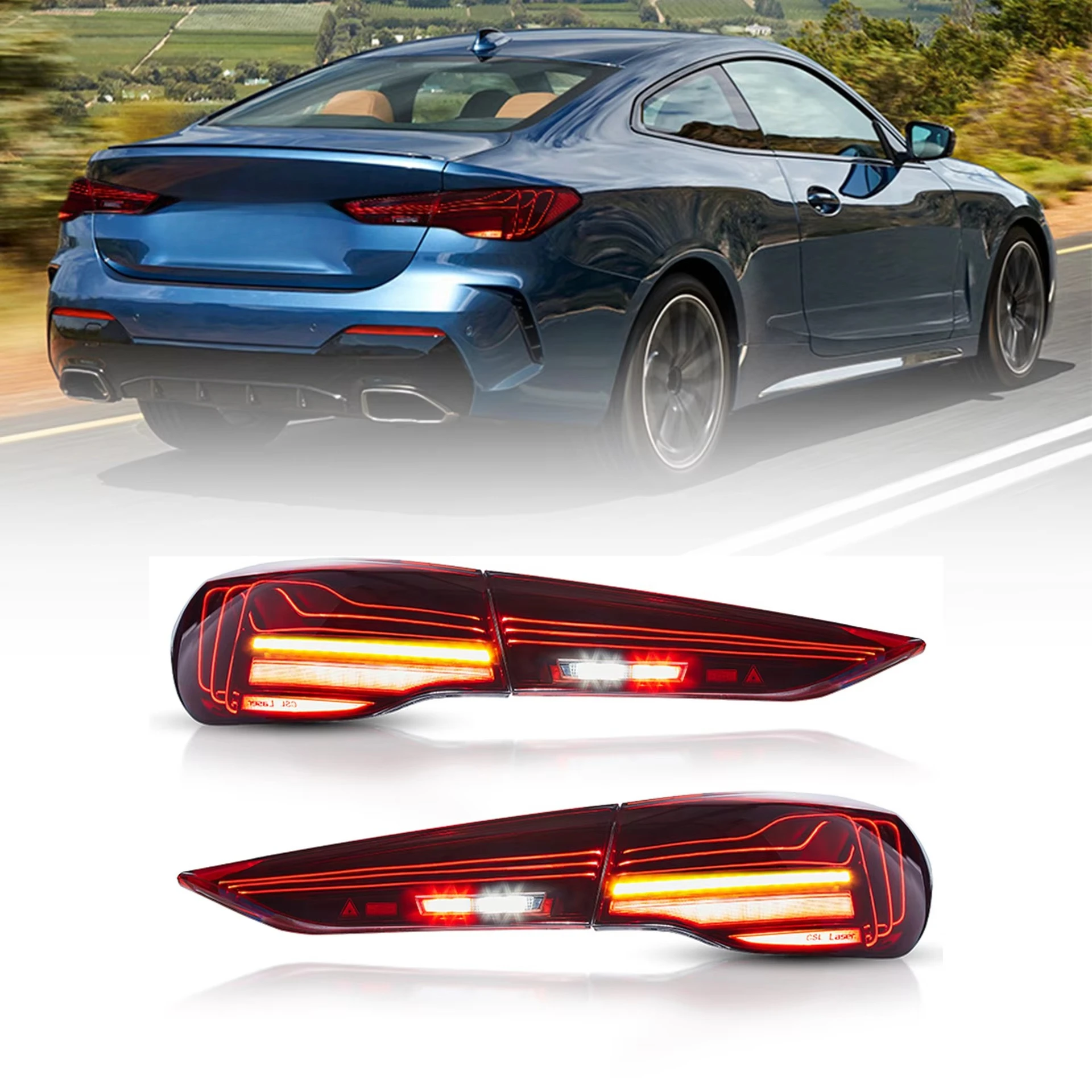 LED Laser Tail Light For G22/G23 425i 430i 2021-2023 New Red Lens Rear Trunk Stop Brake Dynamic Signal