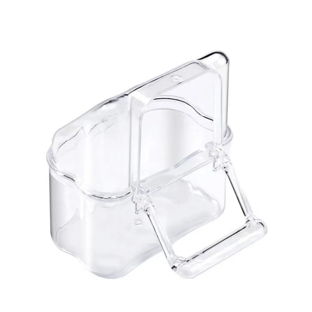 Anti Spill Bird Cage Feeder Cup Clear Plastic Semi Enclosed Top Hanging Food Bowl Easy to Clean Clip On Bird Waterer Bird Cage