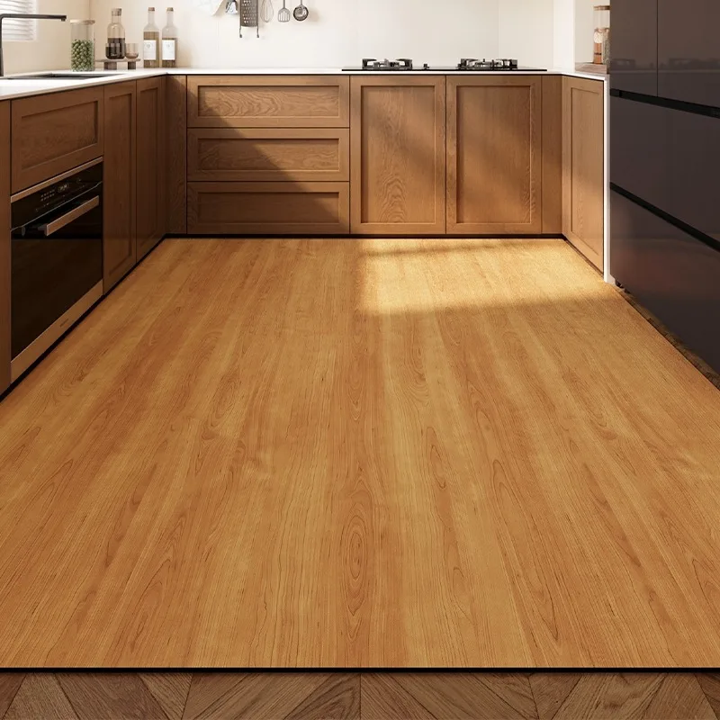 Kitchen Carpets Waterproof Oil-proof Dirt-resistant Floor Mat Pvc Leather Wash-free Rug Imitation Wood Grain Household Foot Mats