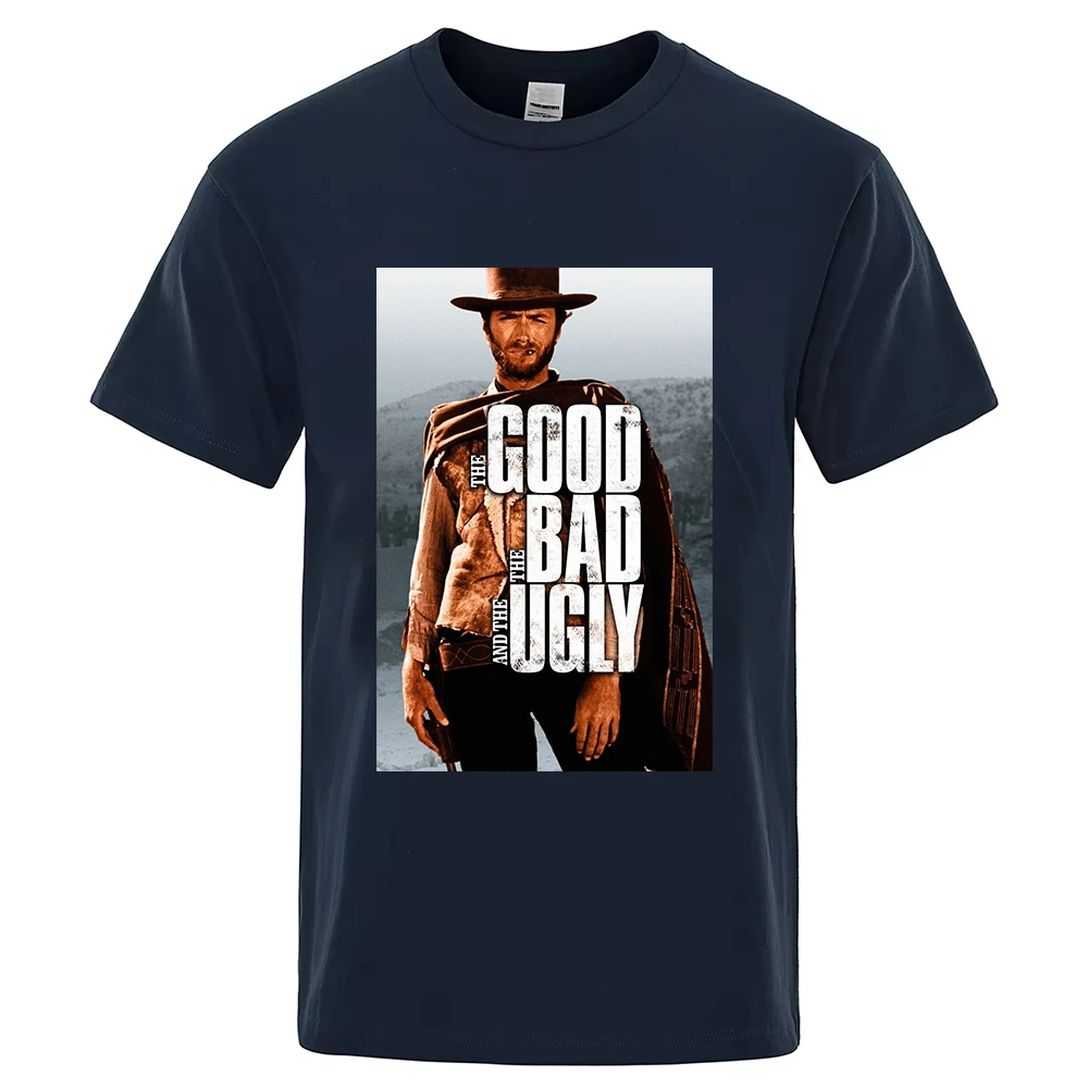 الجدة كلينت ايستوود الرجال القطن بلايز الجيد السيئ القبيح خمر تي شيرت المرأة الصيف Crewneck فضفاض الموضة التي شيرت #6