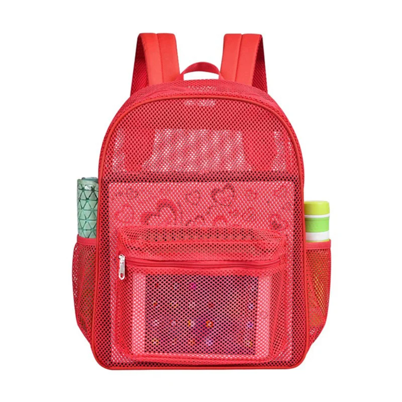 Hochbelastbare Mesh-Umhängetasche, transparent, einfacher Strandrucksack, leichte Outdoor-Sporttasche, Netztasche, Wandern