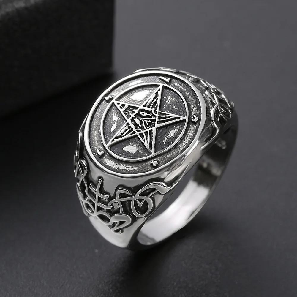 Factory Price Fallen Angel Lucifer Satan Signet S925 Sterling Silver Ring Messenger of Hell Satan Personality Fashion Jewelry