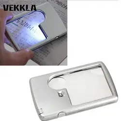 Pocket Illuminated Magnifier Loupe Portable Ultra Thin 3X 6X LED Square Credit Card double lenses Loupe for map circuit boards