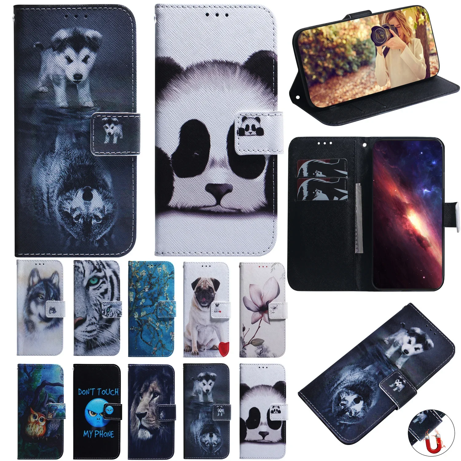 Stand Flip Wallet Case For Asus Zenfone 9 ZS620KL ZE620kl Painted Protect Phone Cover