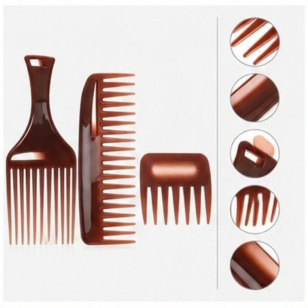 3pcs Wide Tooth Hair Comb Set for Detangling, Salon & Home Use, ABS Material, Promotes Scalp Circulation