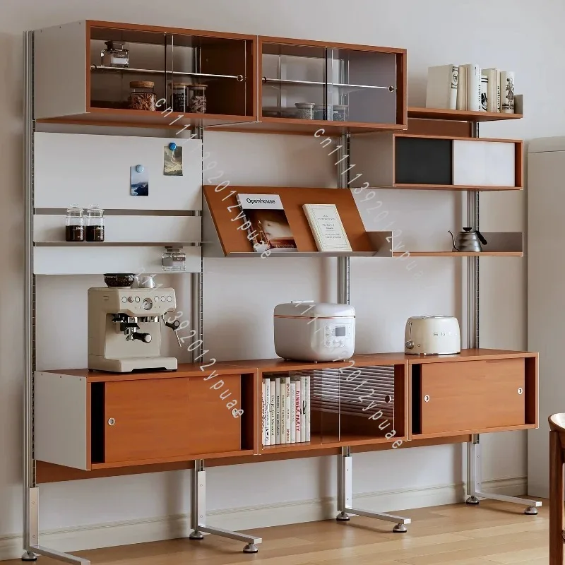 Retro Wall System Shelf Combination Bookcase TV Wall Open Floor Storage Rack Baffle