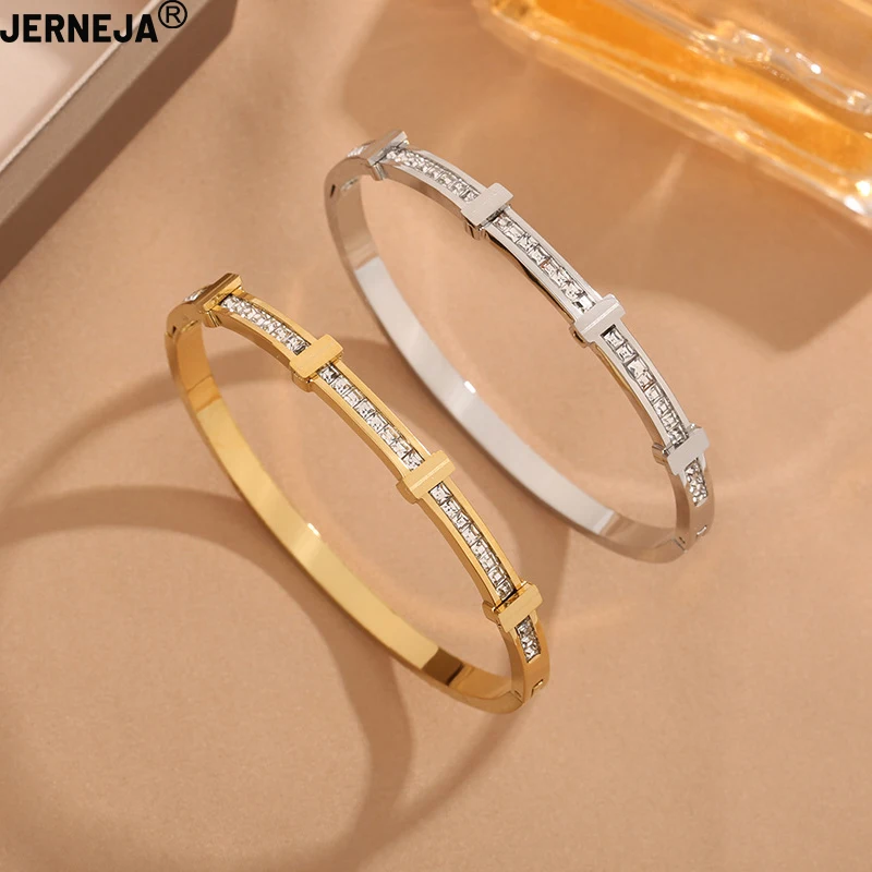 Simple Zircon Double-layer Geometric Opening Bracelet Niche Design Cold Wind Bracelet Temperament High-end Fashion Jewelry